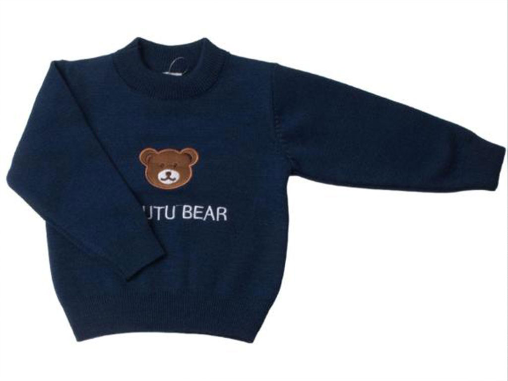 بلوز بافت پسرانه نوزادی رنگ سرمه ای طرح خرس تدی