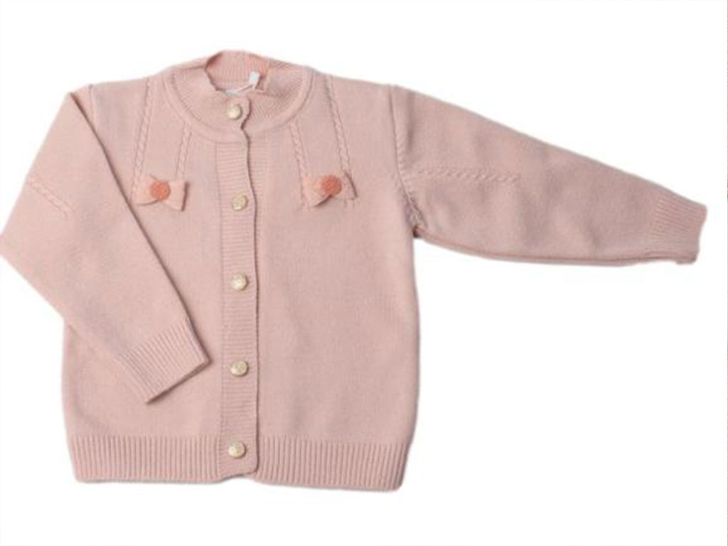 ژاکت بافت دخترانه نوزادی رنگ گلبهی روشن