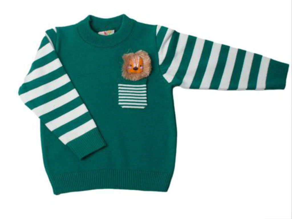 بلوز بافت پسرانه مدل راه راه رنگ سبز