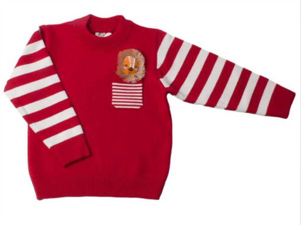 بلوز بافت پسرانه مدل راه راه رنگ قرمز