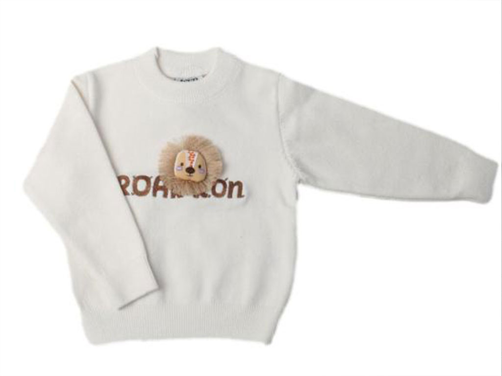 بلوز بافت پسرانه نوزادی رنگ شیری طرح شیر