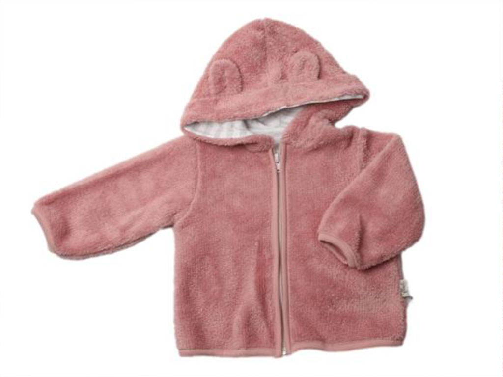 سویشرت پولیشی کلاهدار نوزاد و کودک دخترانه رنگ صورتی چرک فلکسی FLEXI