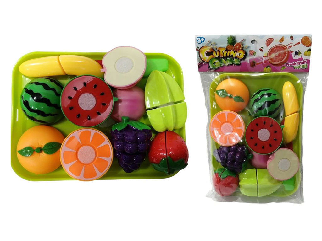 ست میوه های برشی به همراه کارد و سینی اسباب بازی (9 تکه)