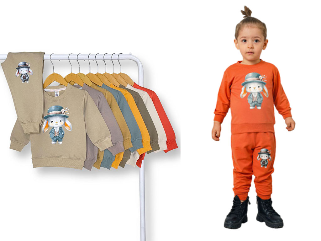 بلوز و شلوار راحتی 1 سال دخترانه دورس طرح خرگوش کیدو مکس kido max