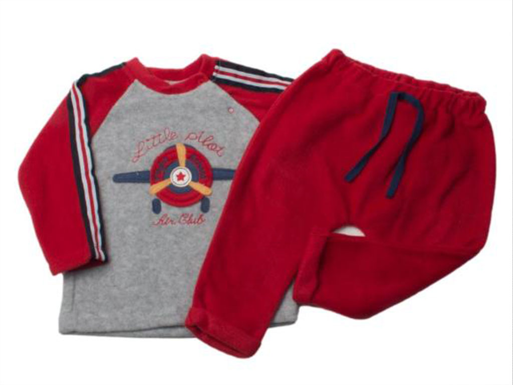 بلوز و شلوار کرکی نوزاد و کودک پسرانه طرح هواپیما فلکسی FLEXI