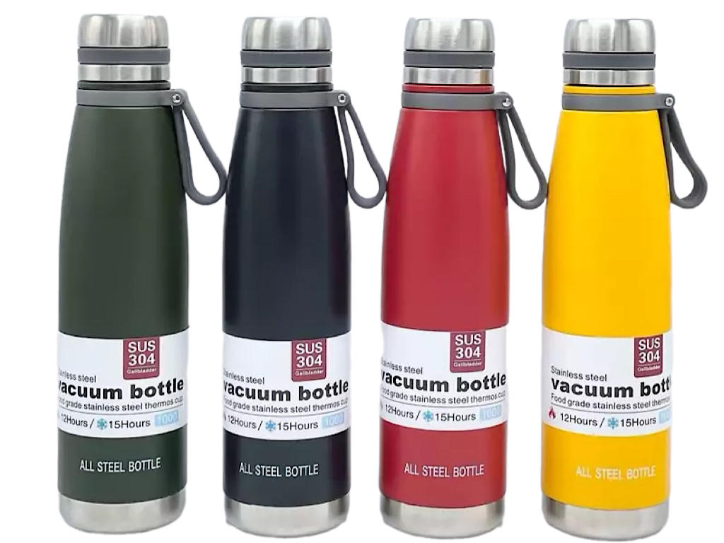 فلاسک تمام استیل حجم 1000 میلی لیتر با بند سیلیکونی