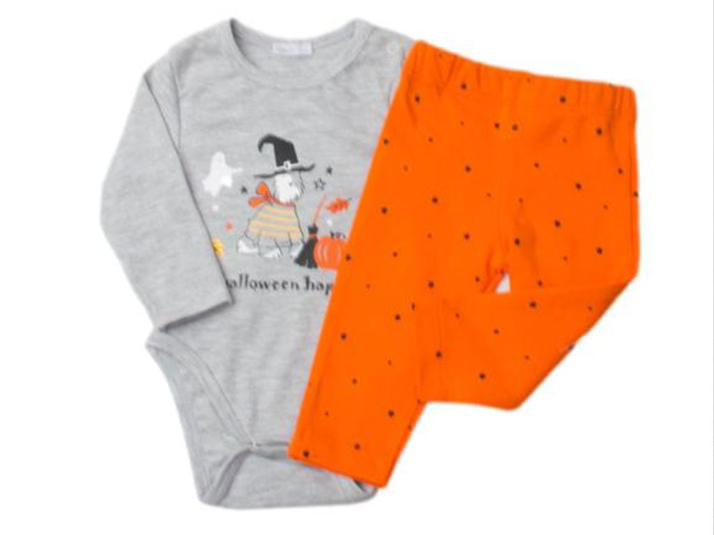 بادی آستین بلند و شلوار نوزادی طرح Halloween پاپو papo