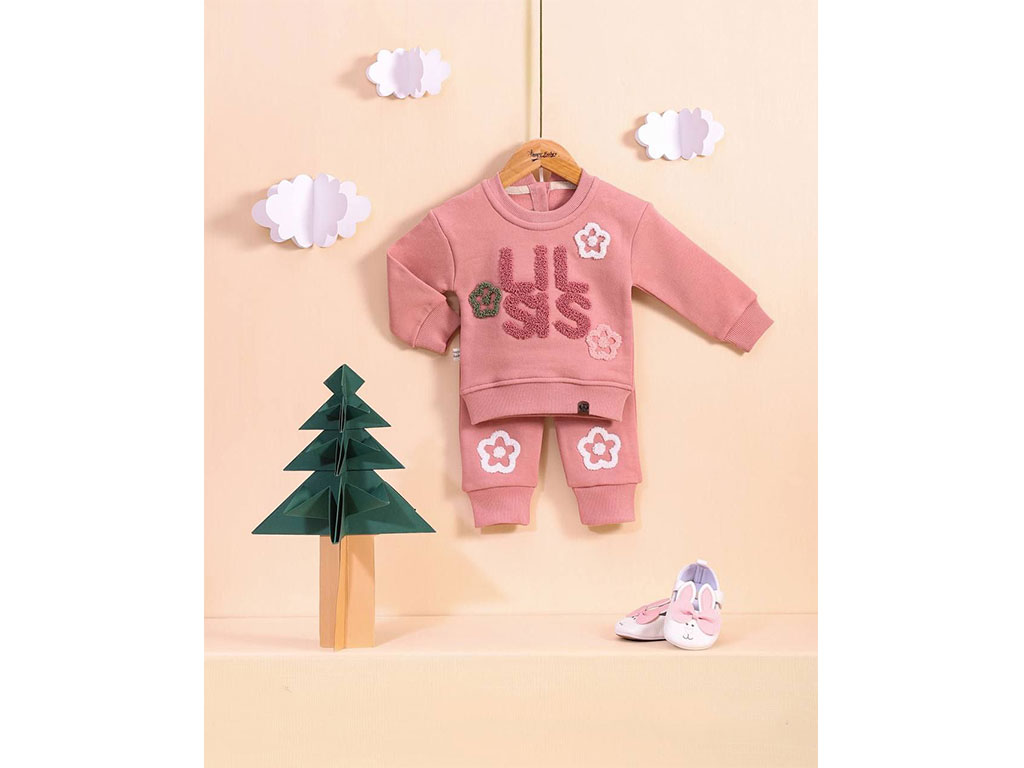 بلوز و شلوار دورس توکرکی دخترانه رنگ صورتی چرک طرح LIL SIS آی نور بیبی inoor baby