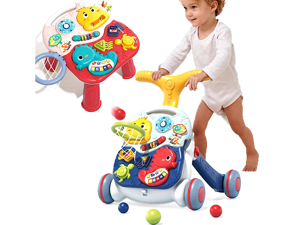 واکر موزیکال و میز بازی 3 کاره کودک اسباب بازی دارای پیانو طرح حیوانات