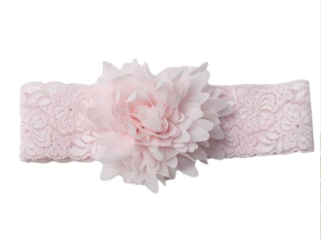 هدبند نوزادی طرح گل برجسته صورتی