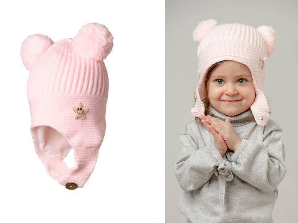 کلاه بافت زیر دکمه دخترانه پوم پوم آی کلیک Icilek