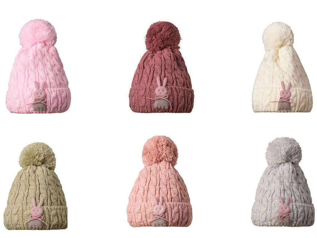 کلاه بافت لبه دوبل تک پوم طرح خرگوش آی کلیک Icilek