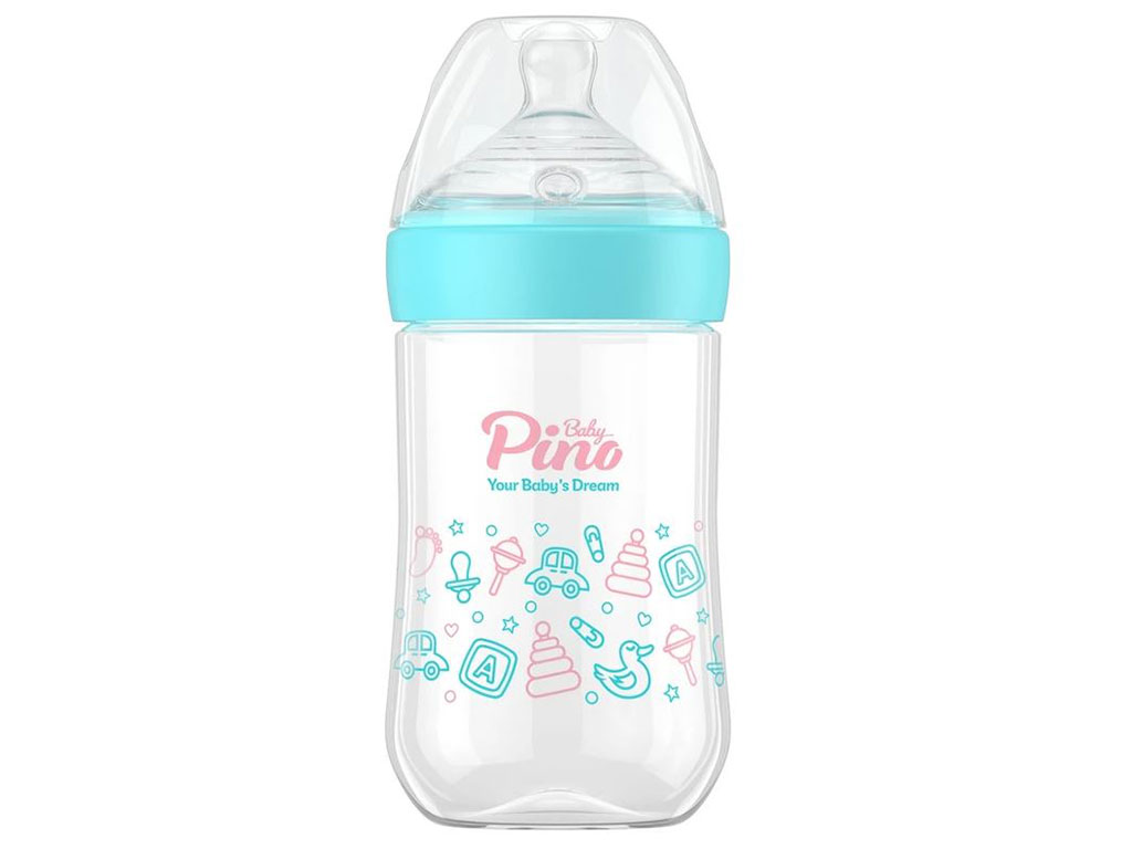 شیشه شیر آنتی کولیک نوزادی جریان کم حجم 260 میلی لیتر 18-6 ماه مدل S پینو بیبی pino baby