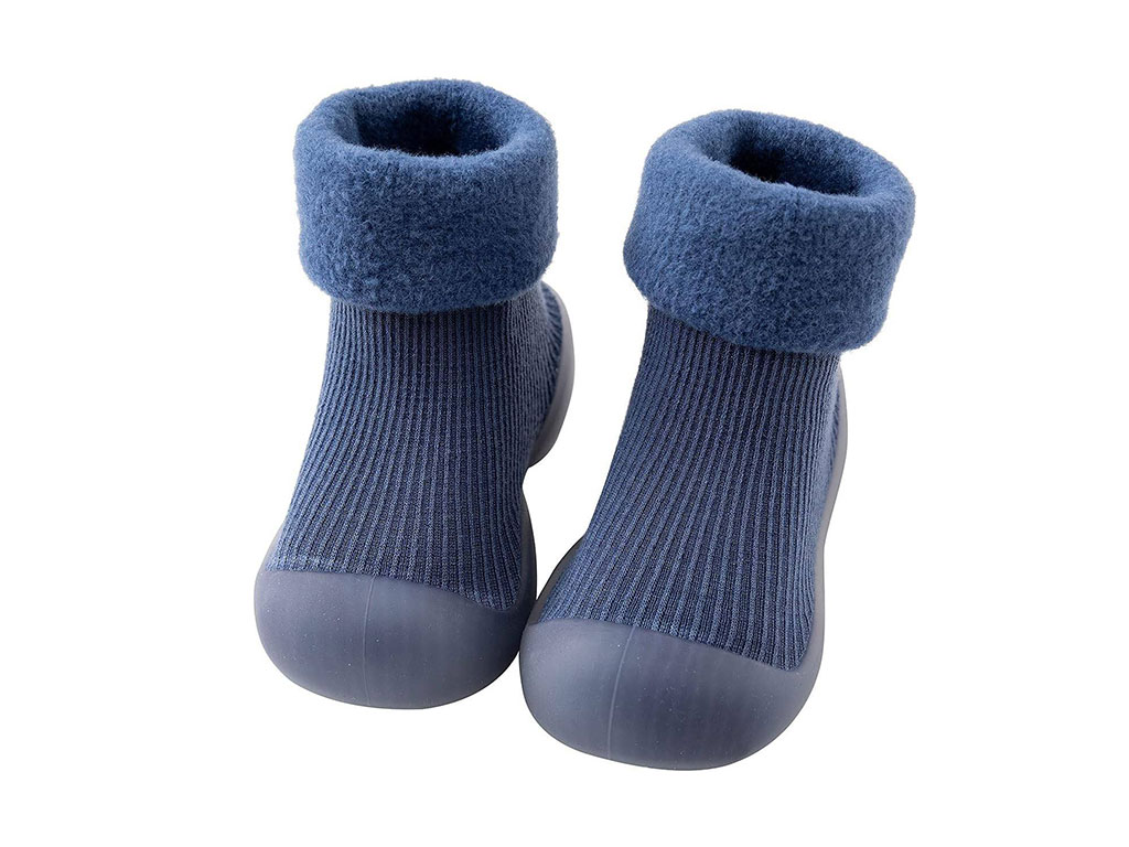 پاپوش جورابی ساق دار توکرکی با کفی سیلیکونی رنگ آبی پررنگ