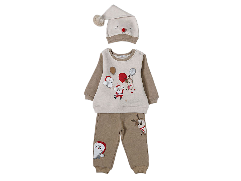 بلوز شلوار و کلاه  توکرکی نوزادی طرح کریسمس پاپو  PAPO