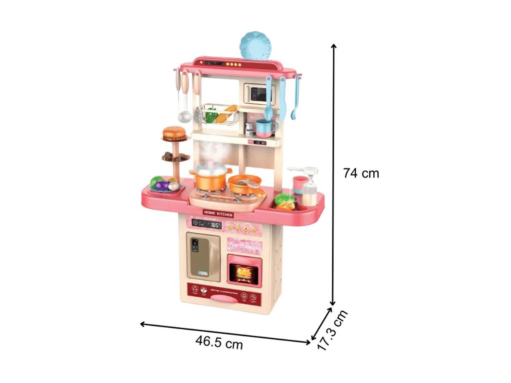 ست آشپزخانه و سینک ظرفشویی پمپی، موزیکال و چراغ دار اسباب بازی (سایز بزرگ)