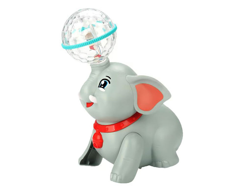 فیل موزیکال و چراغ دار با چرخش 360 درجه اسباب بازی