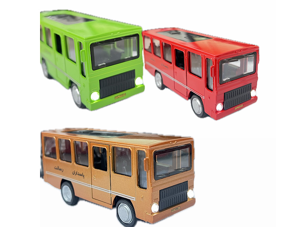 مینی بوس فیات فلزی موزیکال و چراغدار  عقب کش اسباب بازی