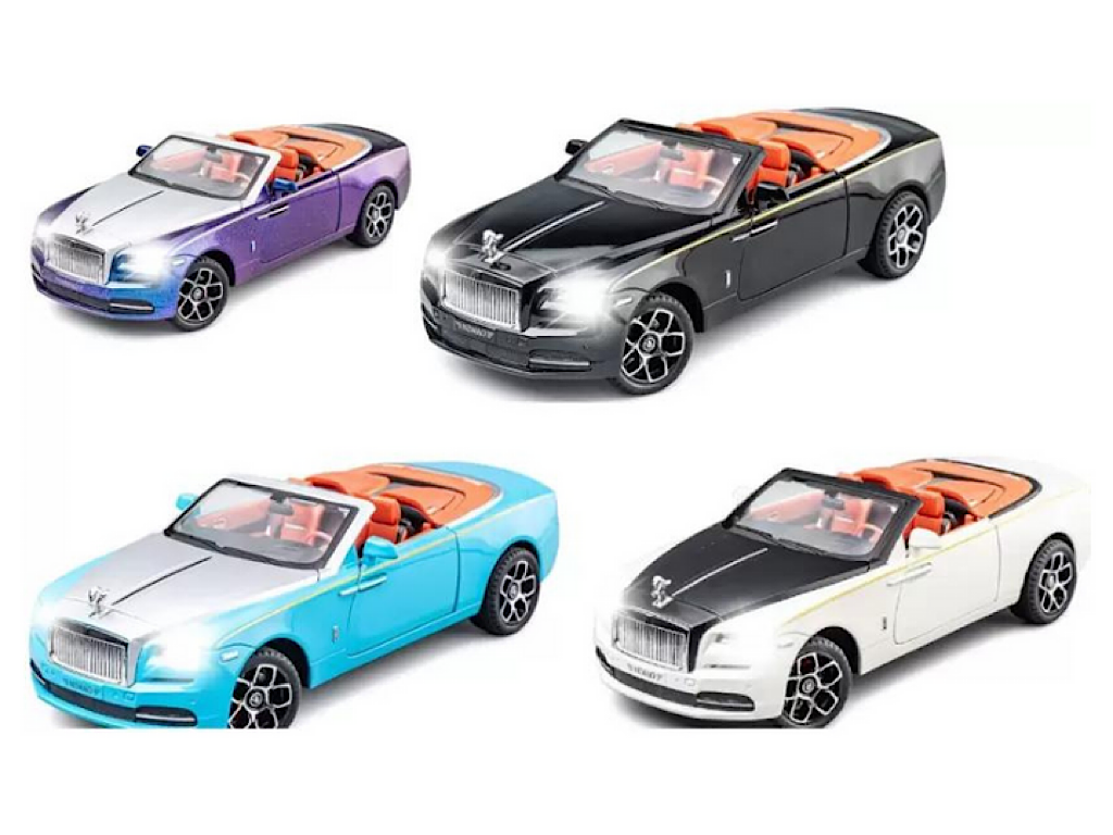 ماشین فلزی عقب کش، موزیکال و چراغدار مدل رولزرویس دو رنگ اسباب بازی