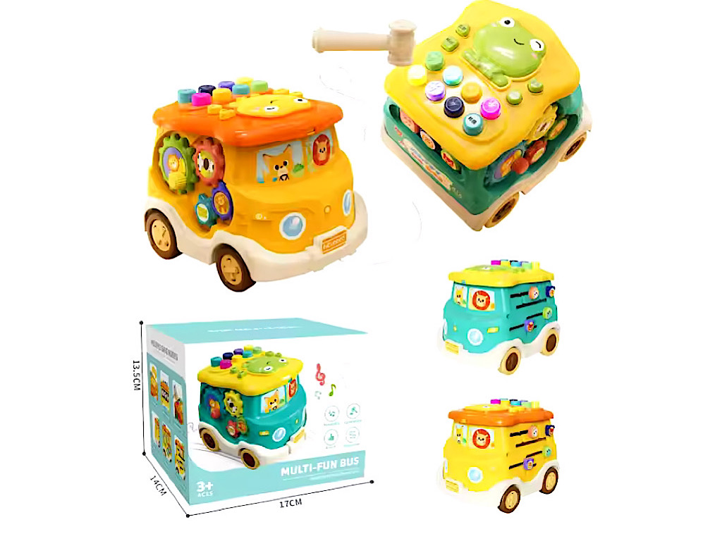 اتوبوس موزیکال چند کاره طرح حیوانات جنگل اسباب بازی