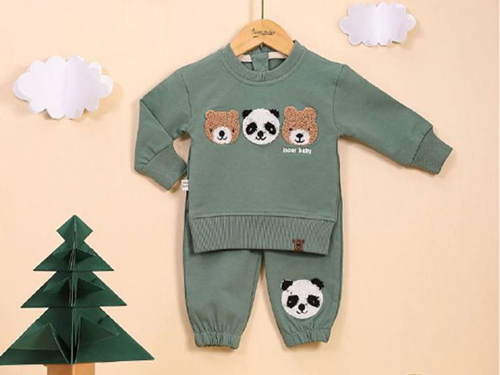 بلوز و شلوار دورس رنگ سبز مدل سه کله خرس آی نور بیبی inoor baby