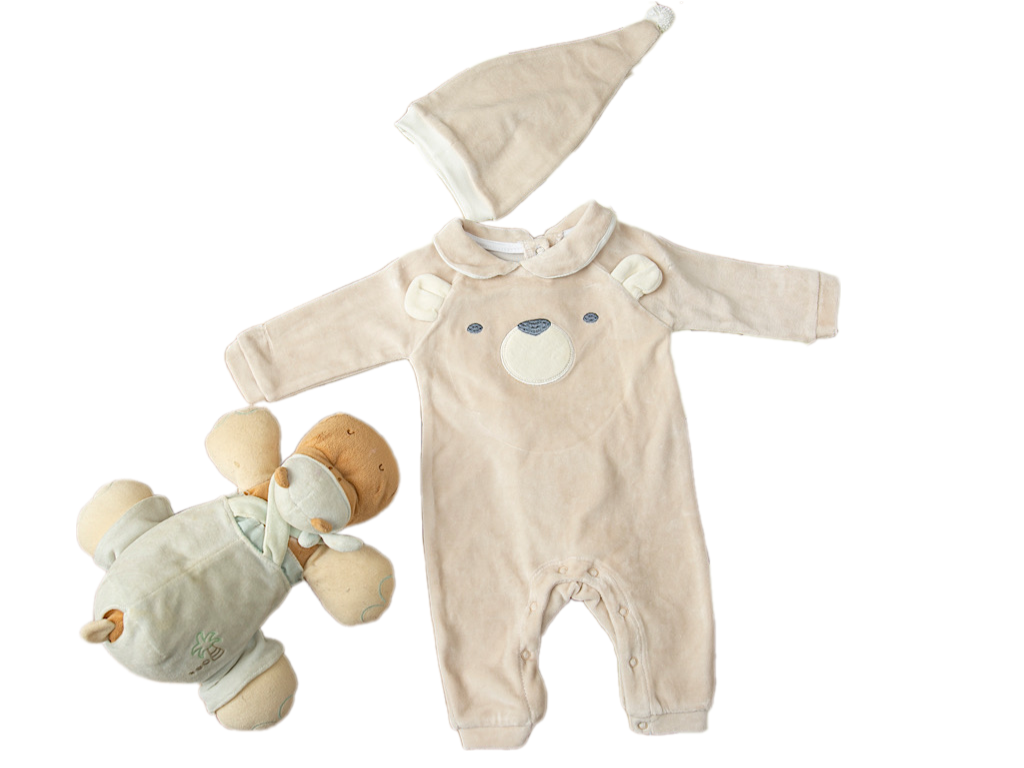 سرهمی مخمل با کلاه نوزادی طرح خرس دانالو Danaloo