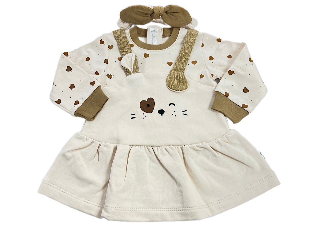 پیراهن با تل طرح خرگوش و قلب مدل پیشبندی  دانالو Danaloo