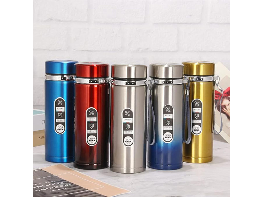 فلاسک استیل 1000 میلی لیتر به همراه توری صافی و بند دستی