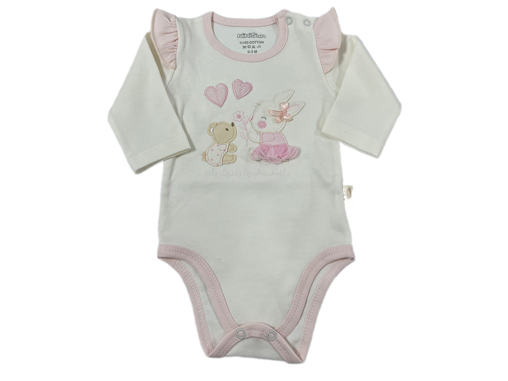 بادی آستین بلند نوزادی دخترانه طرح خرگوش بانی نی نی سان nini sun