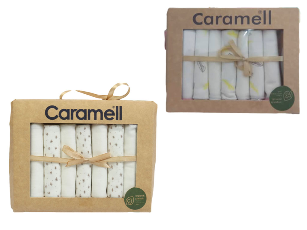 پک دستمال دهان 7 عددی نوزادی ارگانیک کارامل caramell