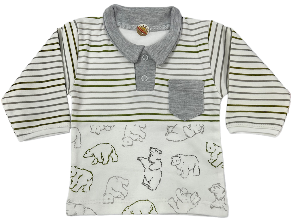 بلوز  آستین بلند نوزادی طرح خرس قطبی نی نی سان nini sun