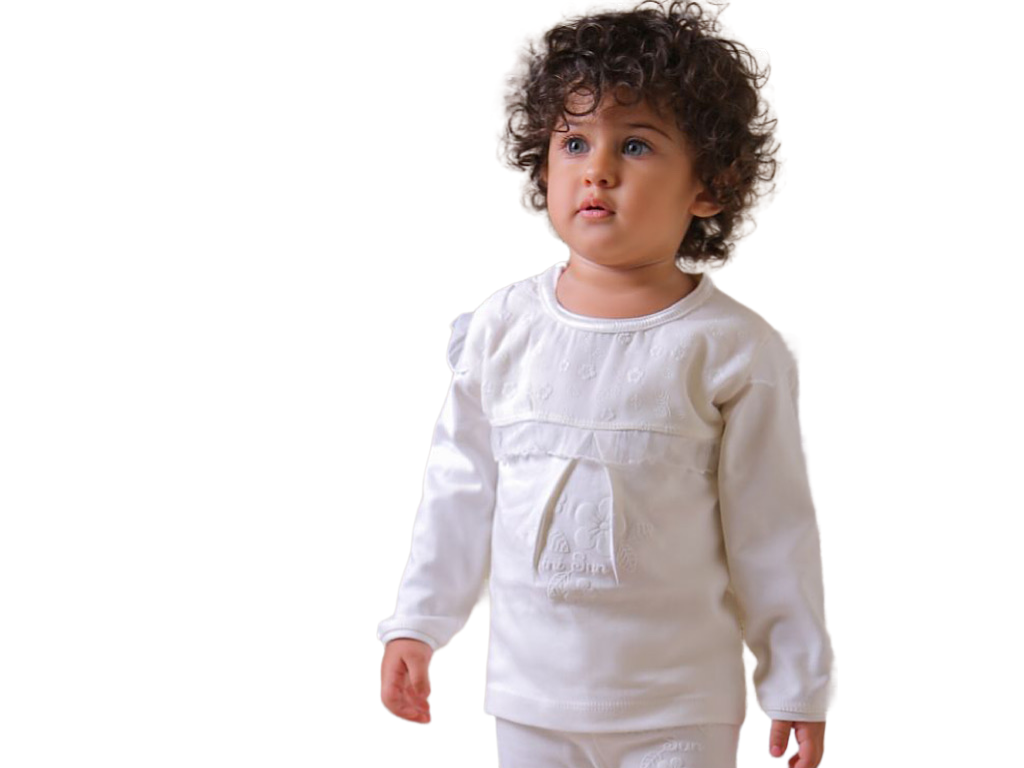 بلوز آستین بلند نوزادی دخترانه طرح گل و حریر نی نی سان nini sun