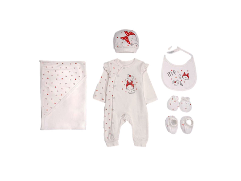 ست 7 تکه بیمارستانی نوزادی دخترانه پاپو papo