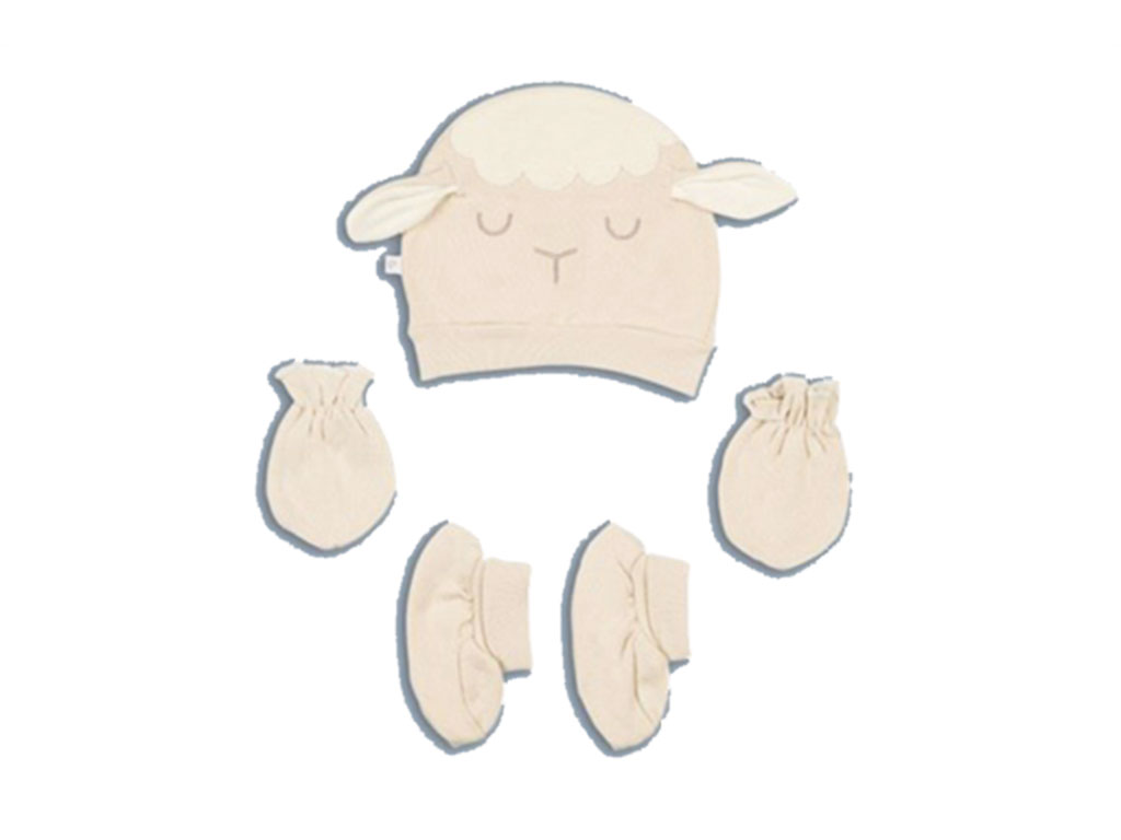 ست کلاه، دستکش و پاپوش نوزادی طرح ببعی پاپو papo