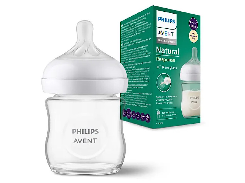 شیشه شیر پیرکس نوزادی بدو تولد به بالا 2 قطره مدل نچرال Natural ظرفیت 120میلی لیتر philips avent فیلیپس اونت