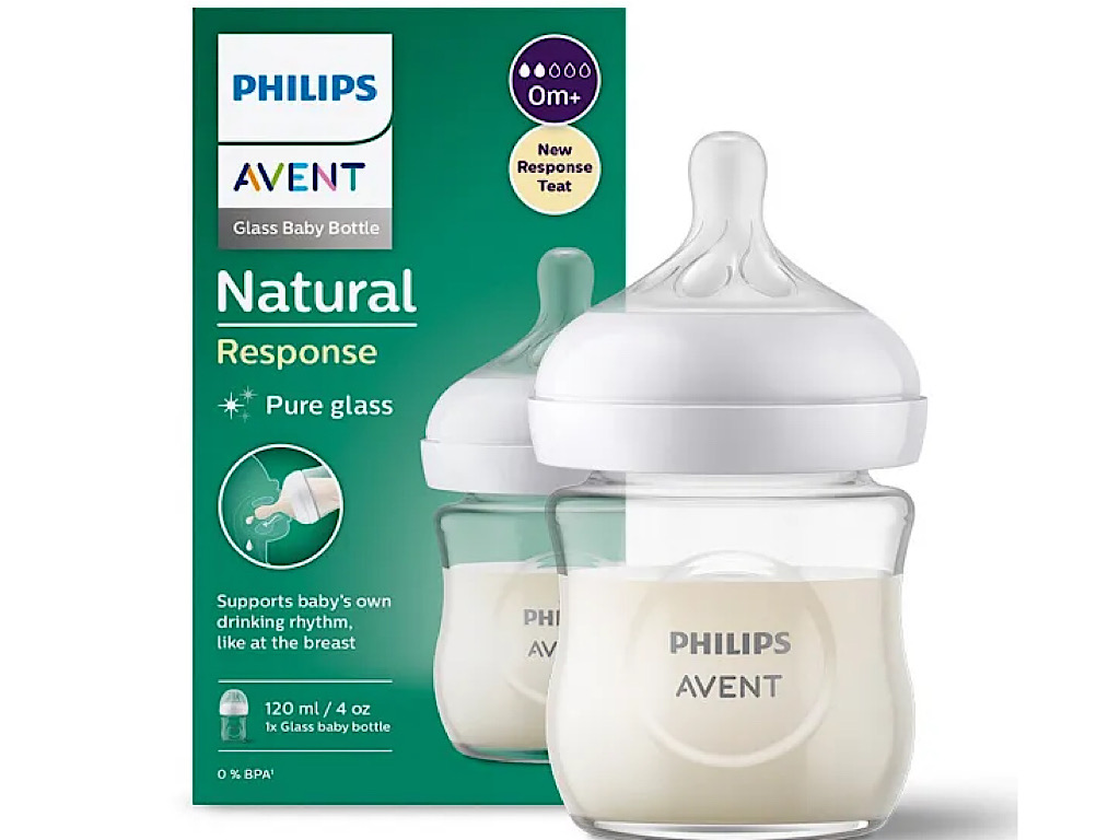 شیشه شیر پیرکس نوزادی بدو تولد به بالا 2 قطره مدل نچرال Natural ظرفیت 120میلی لیتر philips avent فیلیپس اونت