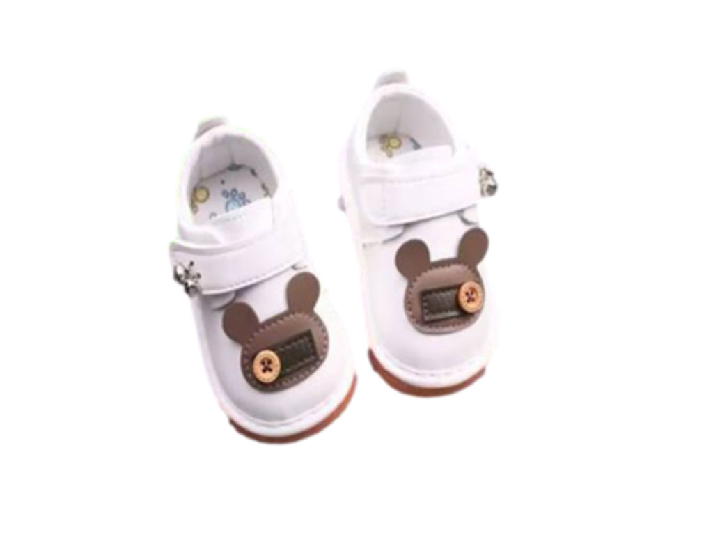 کفش سوتی و جغجغه ای نوزادی سفید رنگ مدل خرس