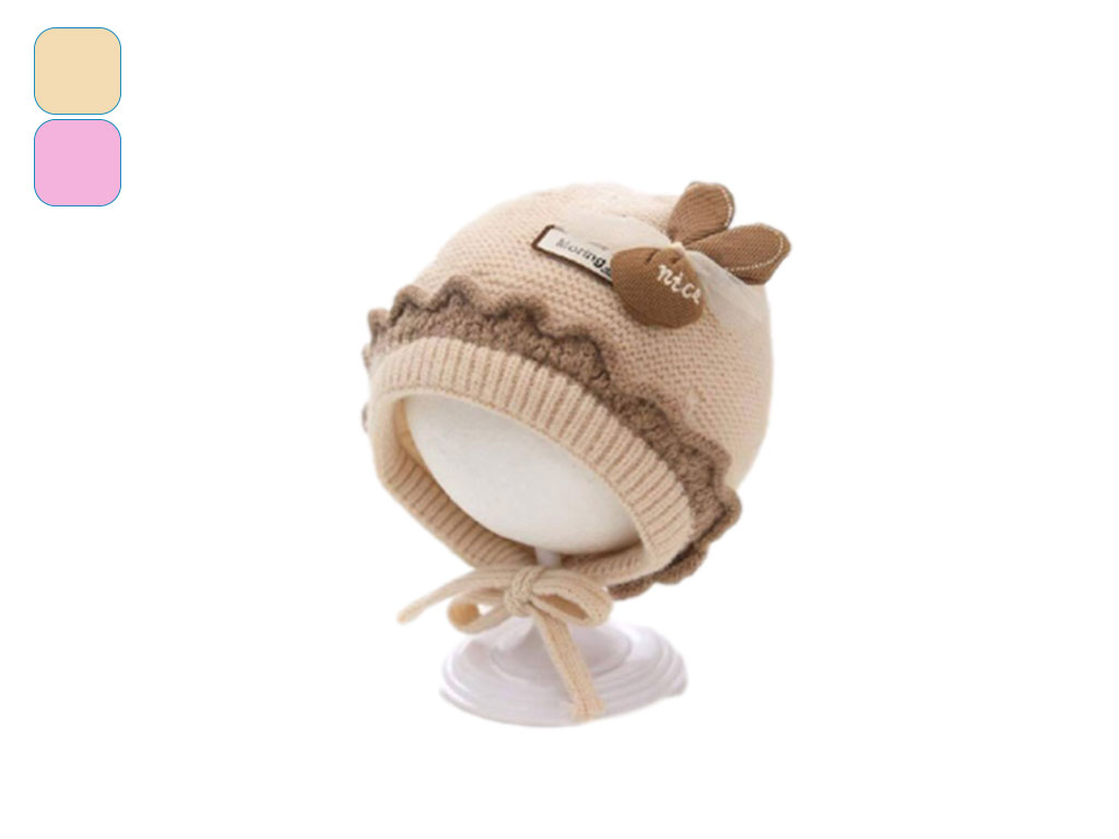 کلاه بافت دخترانه طرح خرگوش برجسته (دور سر 40 cm)