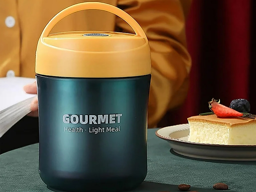 ظرف غذا استیل حجم 500 میلی لیتر با قاشق GOURMET