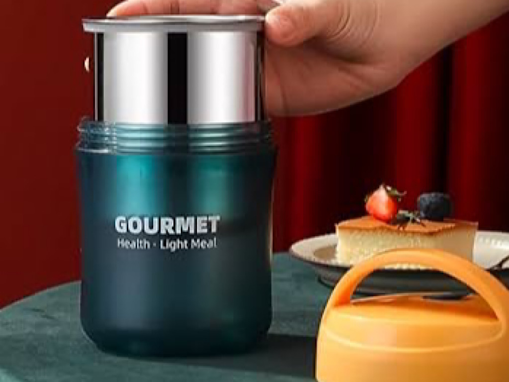 ظرف غذا استیل حجم 500 میلی لیتر با قاشق GOURMET