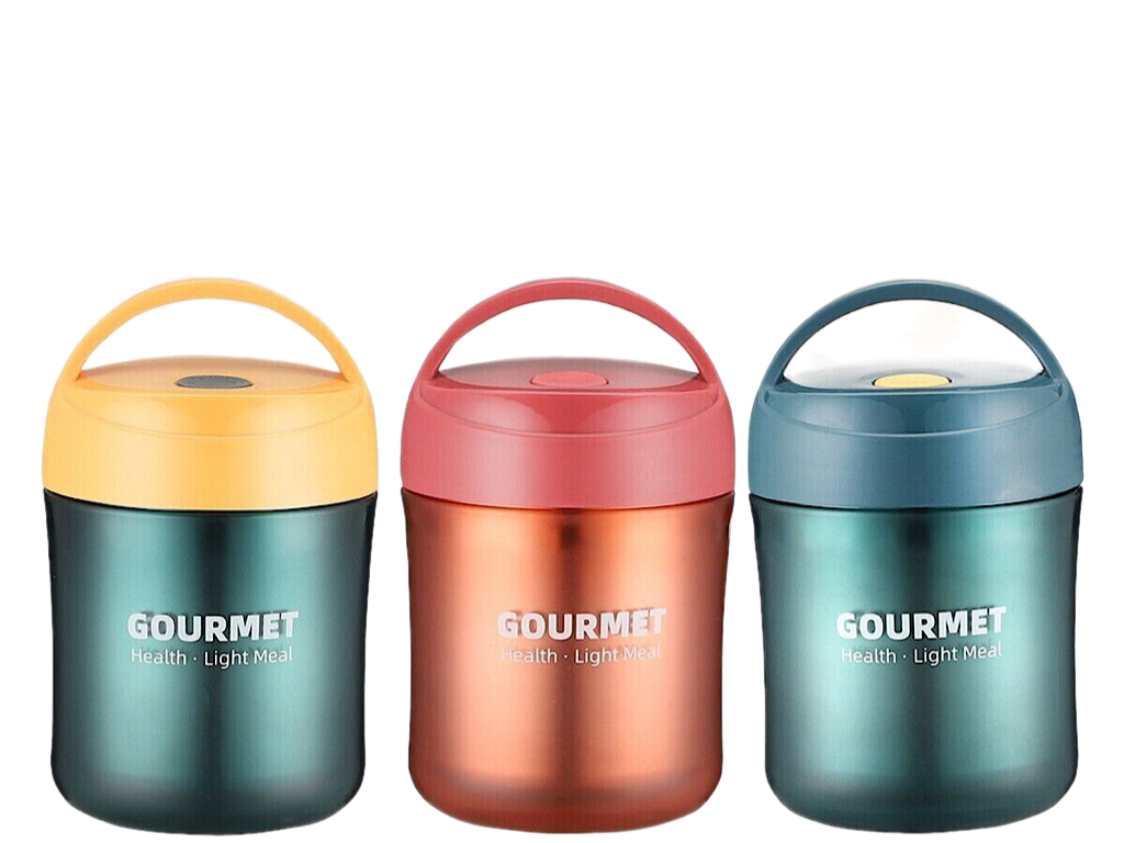 ظرف غذا استیل حجم 500 میلی لیتر با قاشق GOURMET