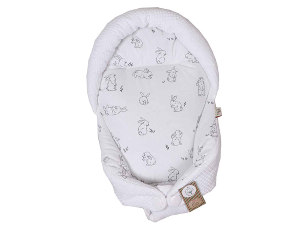 قنداق سوئیسی (آغوش گیر) نوزادی طرح خرگوش خطی مشکی الا ELA