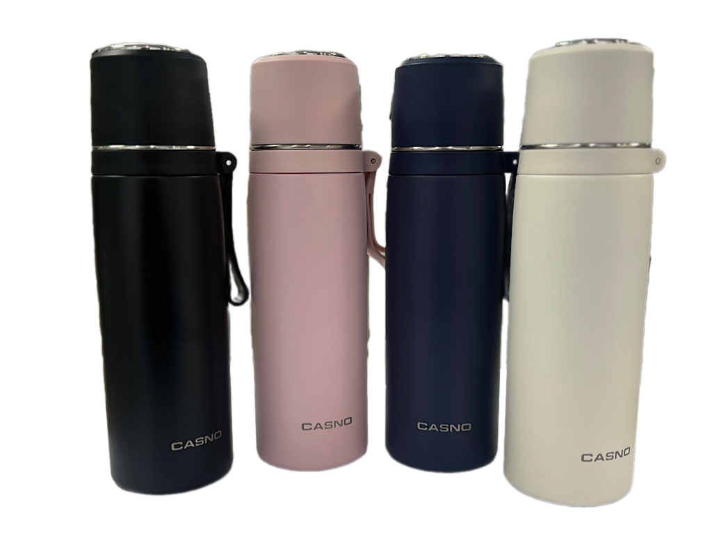 فلاسک استیل 500 میلی لیتر دکمه ای لیوان دار casno