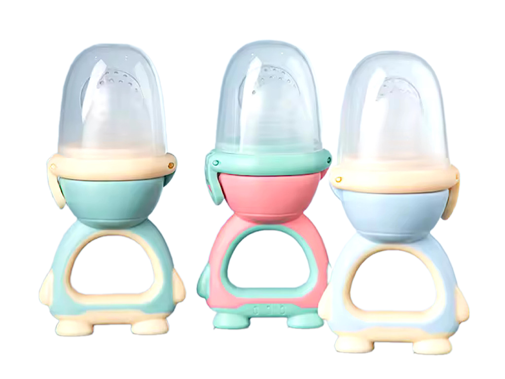 توری میوه خوری سیلیکونی دارای دسته قاب دار پایه دار BABY MIND