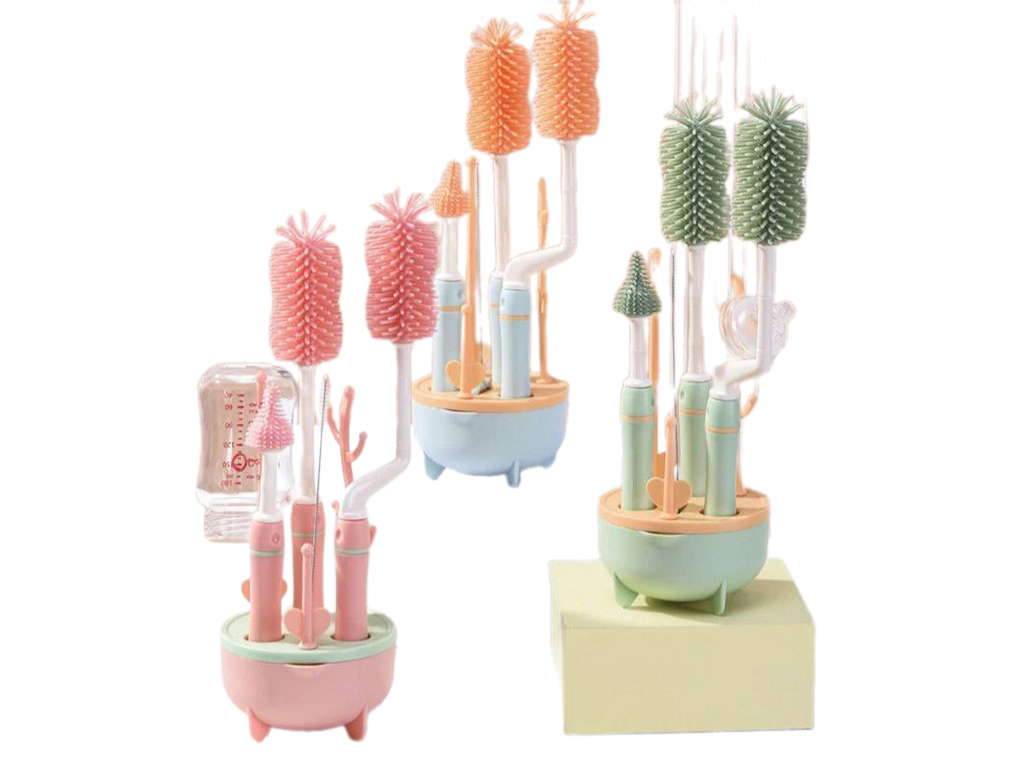 آبچکان پایه دار لوازم کودک به همراه شیشه شور سیلیکونی (8 تکه) only baby