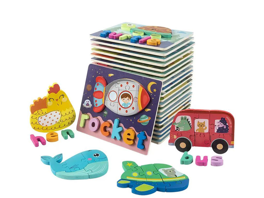 جورچین چوبی برجسته آموزش زبان اسباب بازی