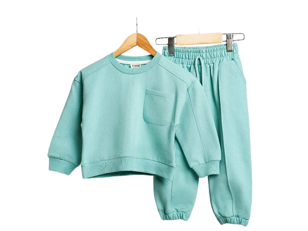 ست بلوز و شلوار دورس نوزاد و کودک سبزآبی رنگ بشیر BASHIR
