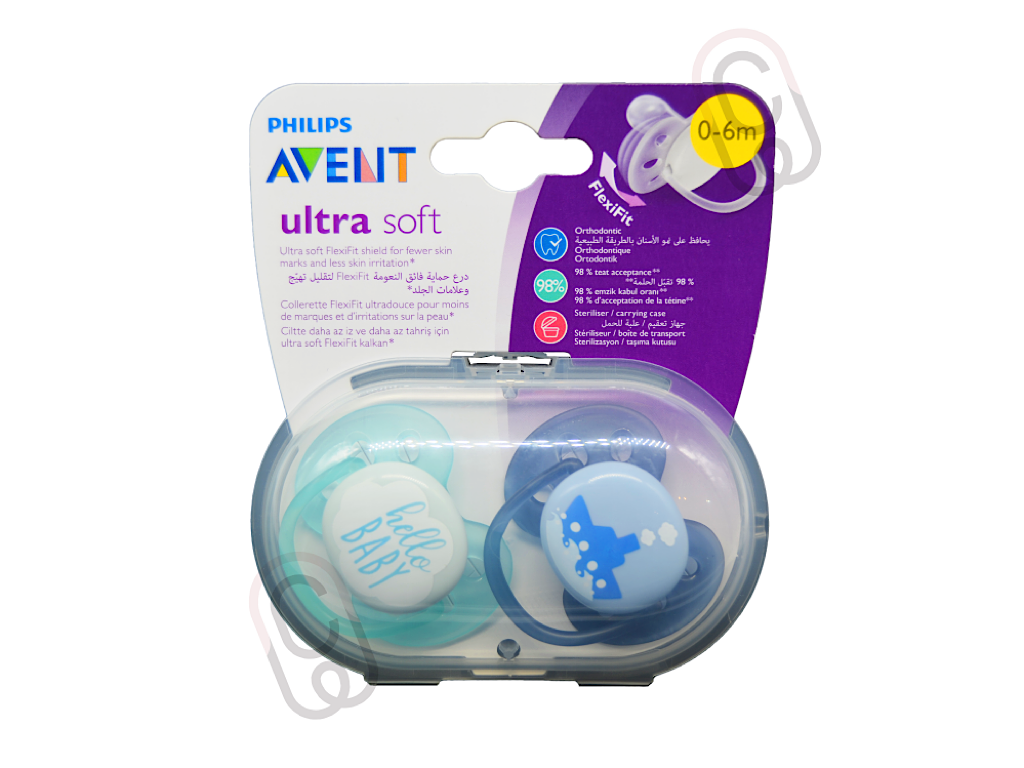 پستانک ارتودنسی دو عددی نوزادی 6-0 ماه مدل ultra soft فیلیپس اونت philips avent