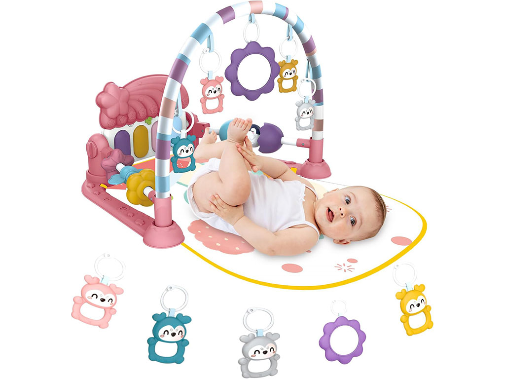 تشک بازی موزیکال نوزادی دارای پیانو طرح شیر baby fitness blanket