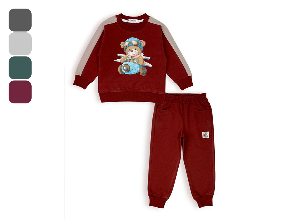 بلوز و شلوار راحتی 1 سال دورس طرح خرس خلبان کیدو مکس kido max